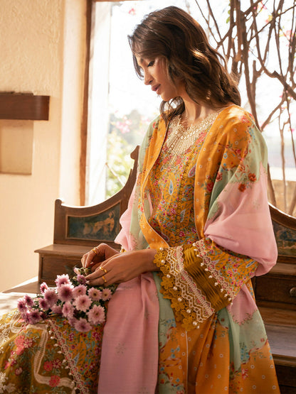 Binilyas Hazel Printed Embroidered Lawn Unstitched 3-Piece Suit-2072 - B