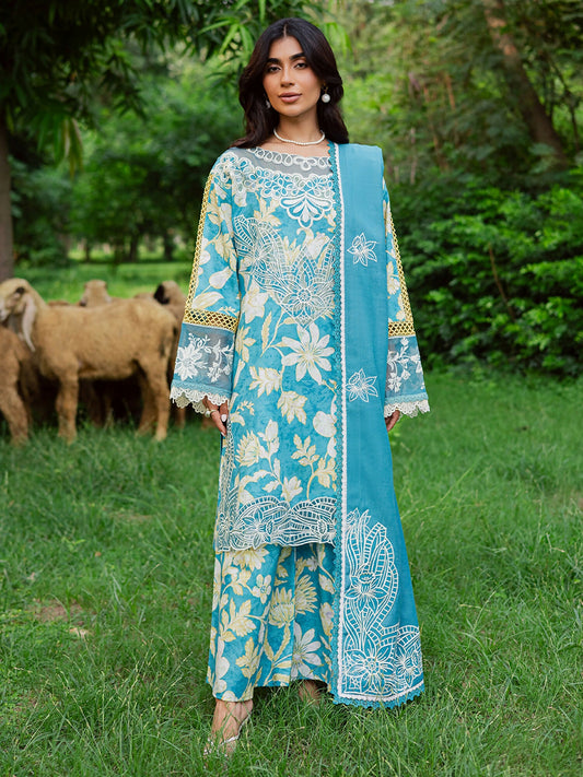 Mahnur Gardenia Khaddar Embroidered Stitched 3-Piece Suit-GR-11