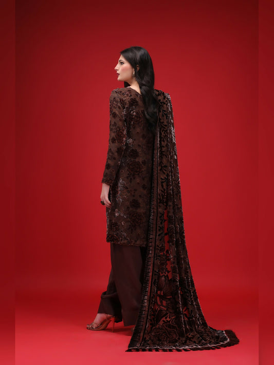 Noori Palachi Embossed Printed Unstitched 3-Piece Suit
