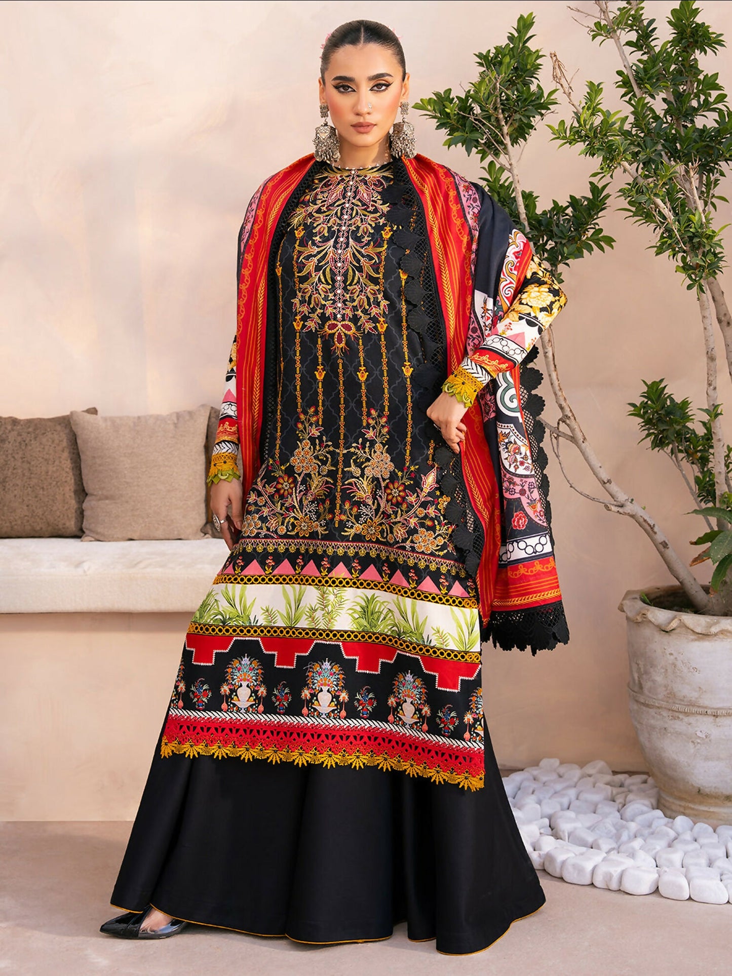 Binilyas Kotrai Embroidered Unstitched 3-Piece Suit-794 - B