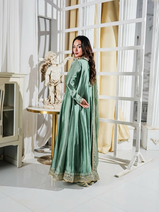 Farooq Hameed Studio Pariza Lux Festive'25 Pure Glass Silk Embroidered Stitched 3-Piece Suit-Mahrosh