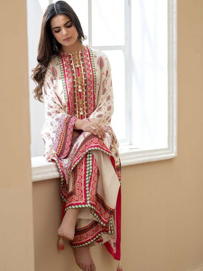 Shiza Hassan Miha Luxury Pret Satin Silk Printed 2-Piece Suit-Blossom