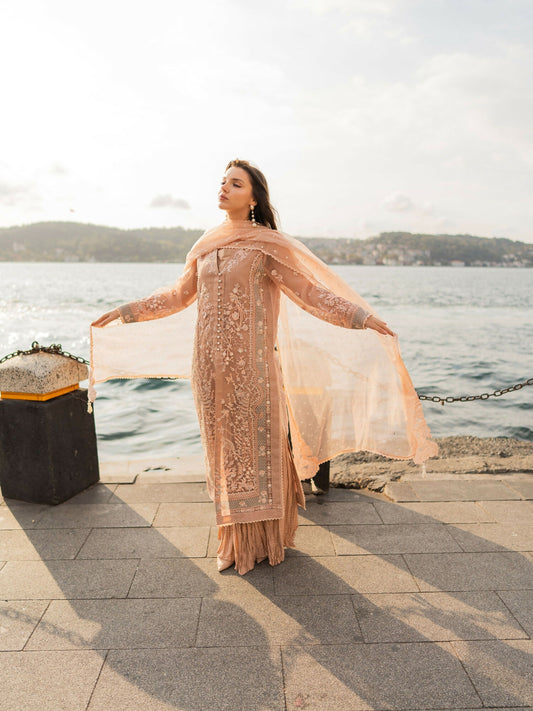 Farooq Hameed Studio EiD Collection'26 Pure Organzat Embroidered Stitched 3-Piece Suit-Zarnab