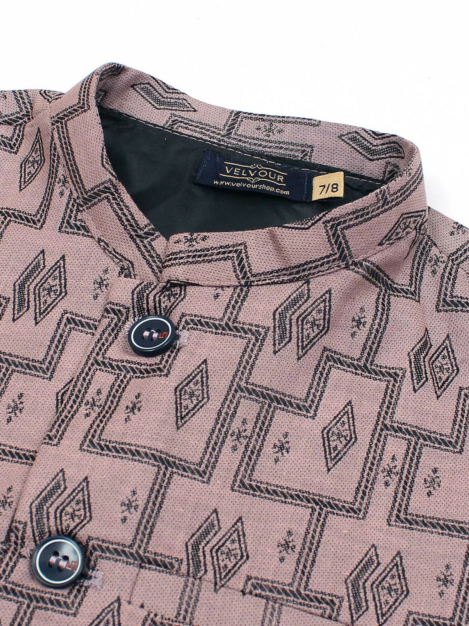 Velvour Boys Jacquard Printed Waistcoat-VW06-D