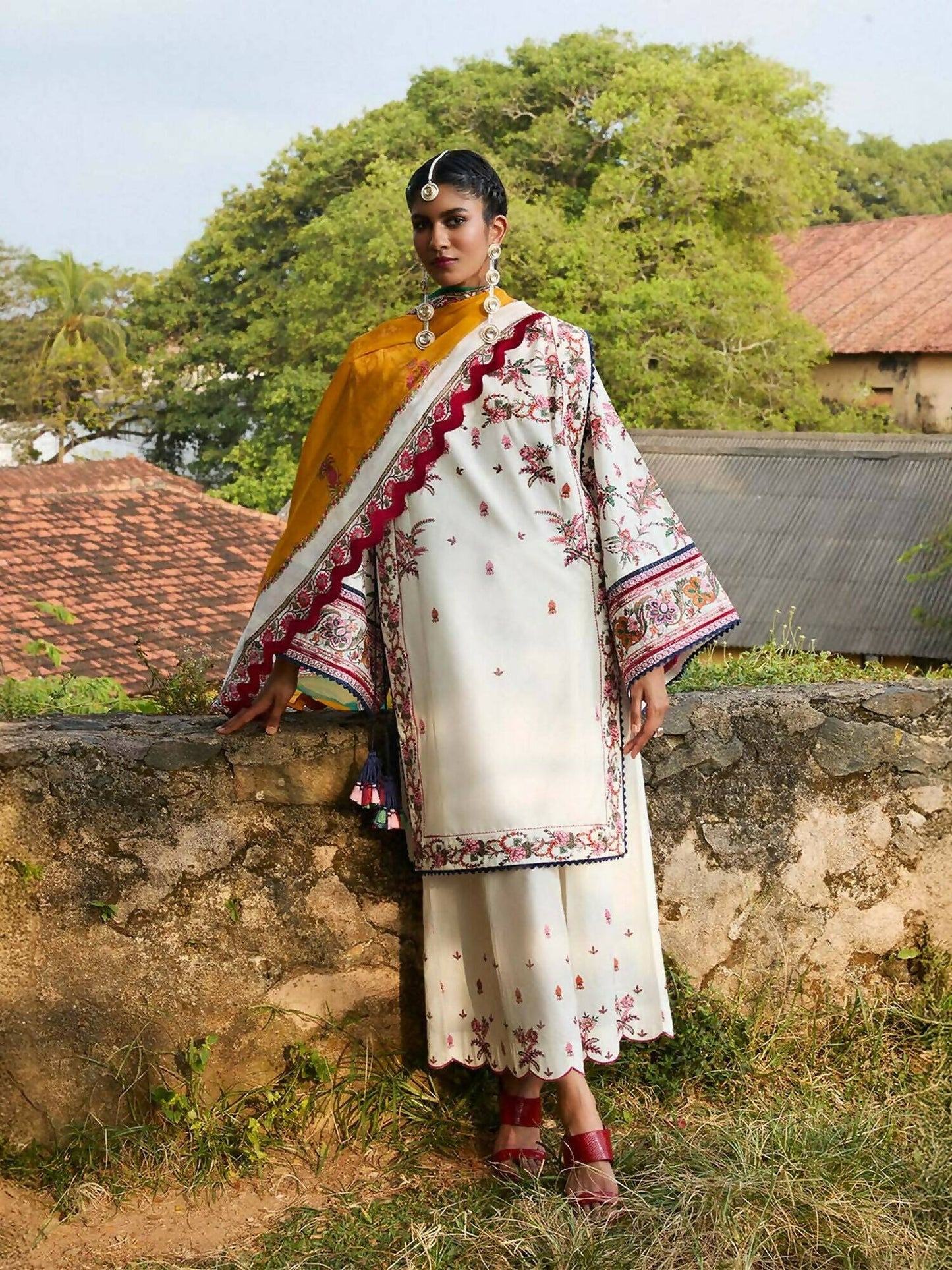Jugnu by Hussain Rehar SS'25 Cotton Embroidered Unstitched 3-Piece Suit-Tibet