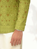 Gem Garments Afsanah Raw Silk Embroidered Prince Coat-Khadim