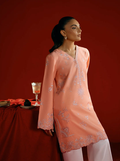 Joolie By Saira Rizwan Lawn Embroidered Stitched 2-Piece Suit-Joolie Peach-JBP25-05