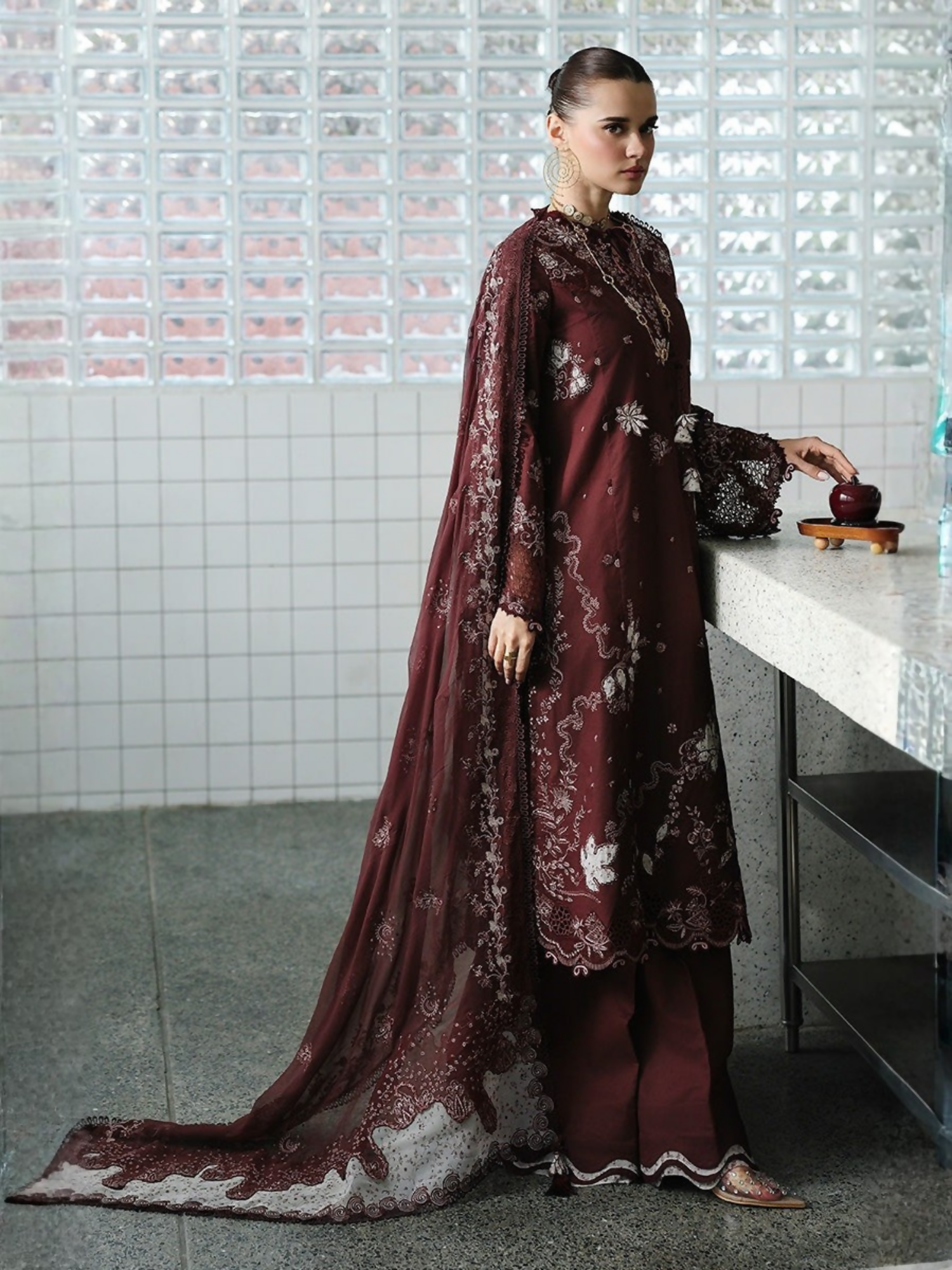 Qalamkar Chikankari Eid Edit'26 Lawn Embroidered Unstitched 3-Piece Suit-CM-01 Eshal