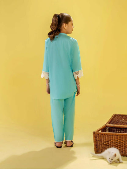 Velvour Girls Cotton Embroidered Stitched 2-Piece Suit-VG146-B