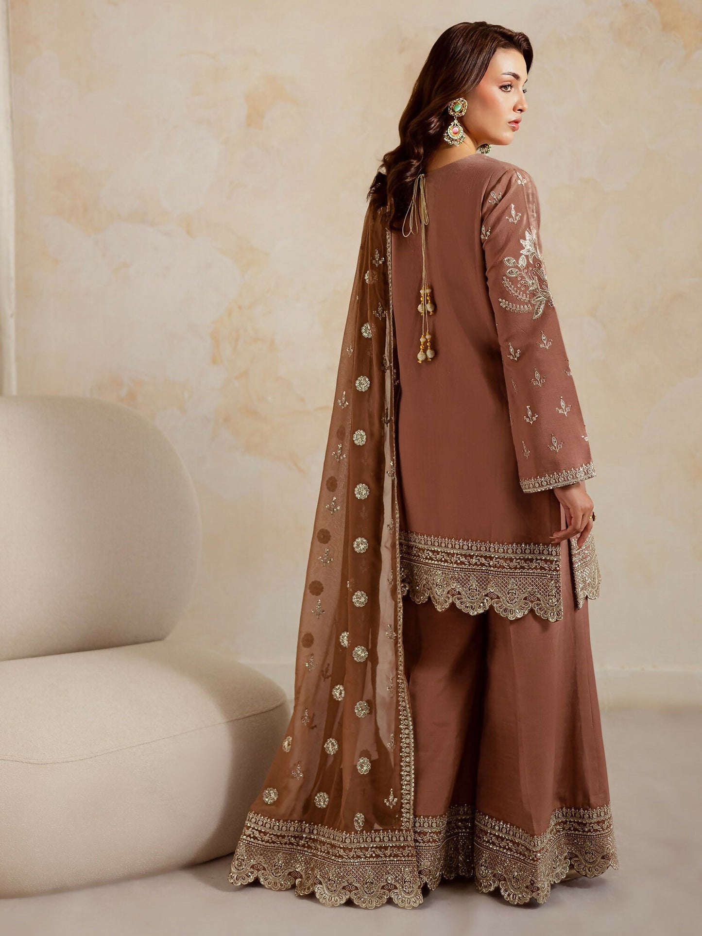 Allure By IH Luxury Pret Raw Silk Embellished Stitched 3-Piece Suit-Naghma