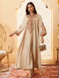 Beige-Duas Boutique Linen Embroidered Kaftan Set-Noor-e-Sahar