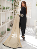 Black Manahil Arts Organza Embellished Stitched 3-Piece Suit-MN-05