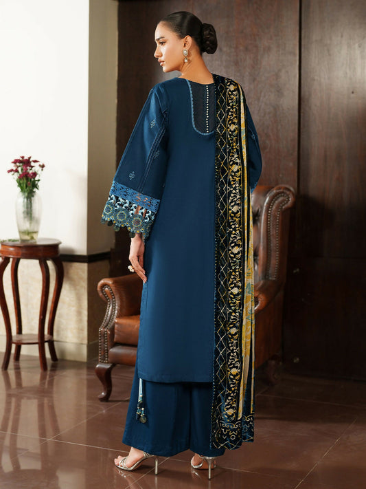 Parishay Panache Winter Corduroy Embroidered Stitched 3-Piece Suit-PNE-12
