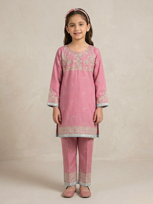 Pink Bin Shaukat Pima Lawn Embroidered Stitched 2-Piece Suit