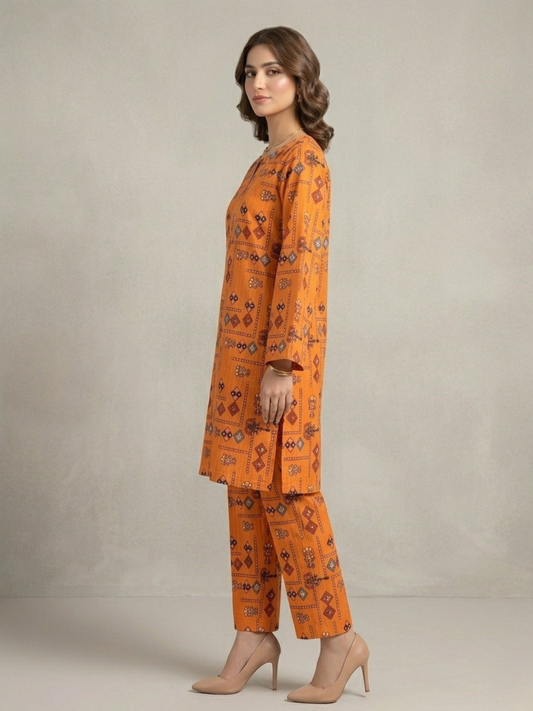 Orange Bin Shaukat Lawn Printed Unstitched 2-Piece Suit