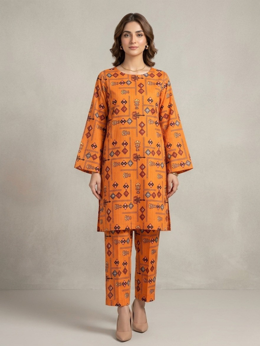 Orange Bin Shaukat Lawn Printed Unstitched 2-Piece Suit