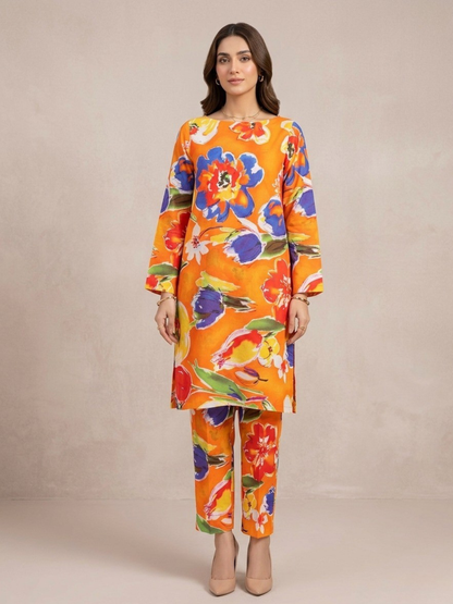 Orange Bin Shaukat Lawn Printed Unstitched 2-Piece Suit