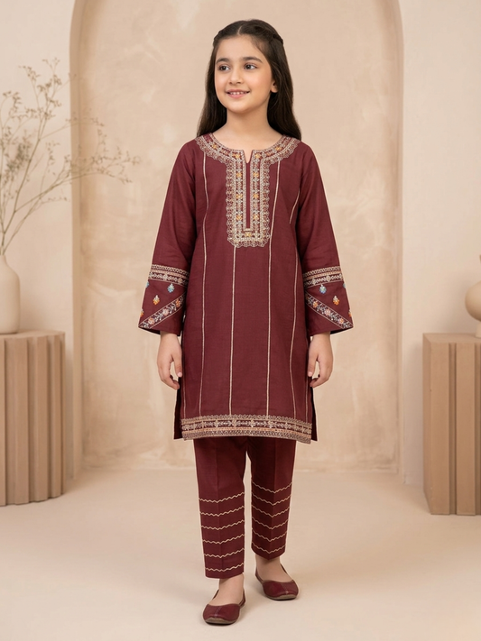 Burgundy Bin Shaukat Pima Lawn Embroidered Stitched 2-Piece Suit