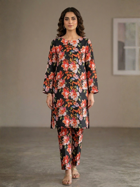 Black Bin Shaukat Lawn Printed Unstitched 2-Piece Suit