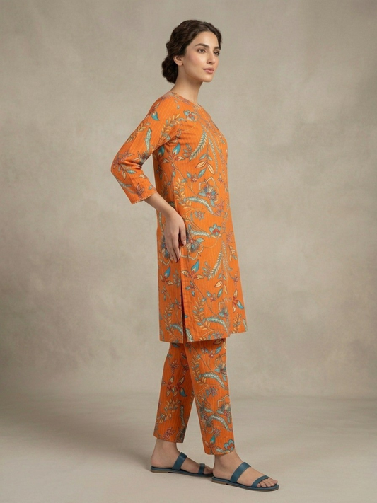 Orange Bin Shaukat Lawn Printed Unstitched 2-Piece Suit