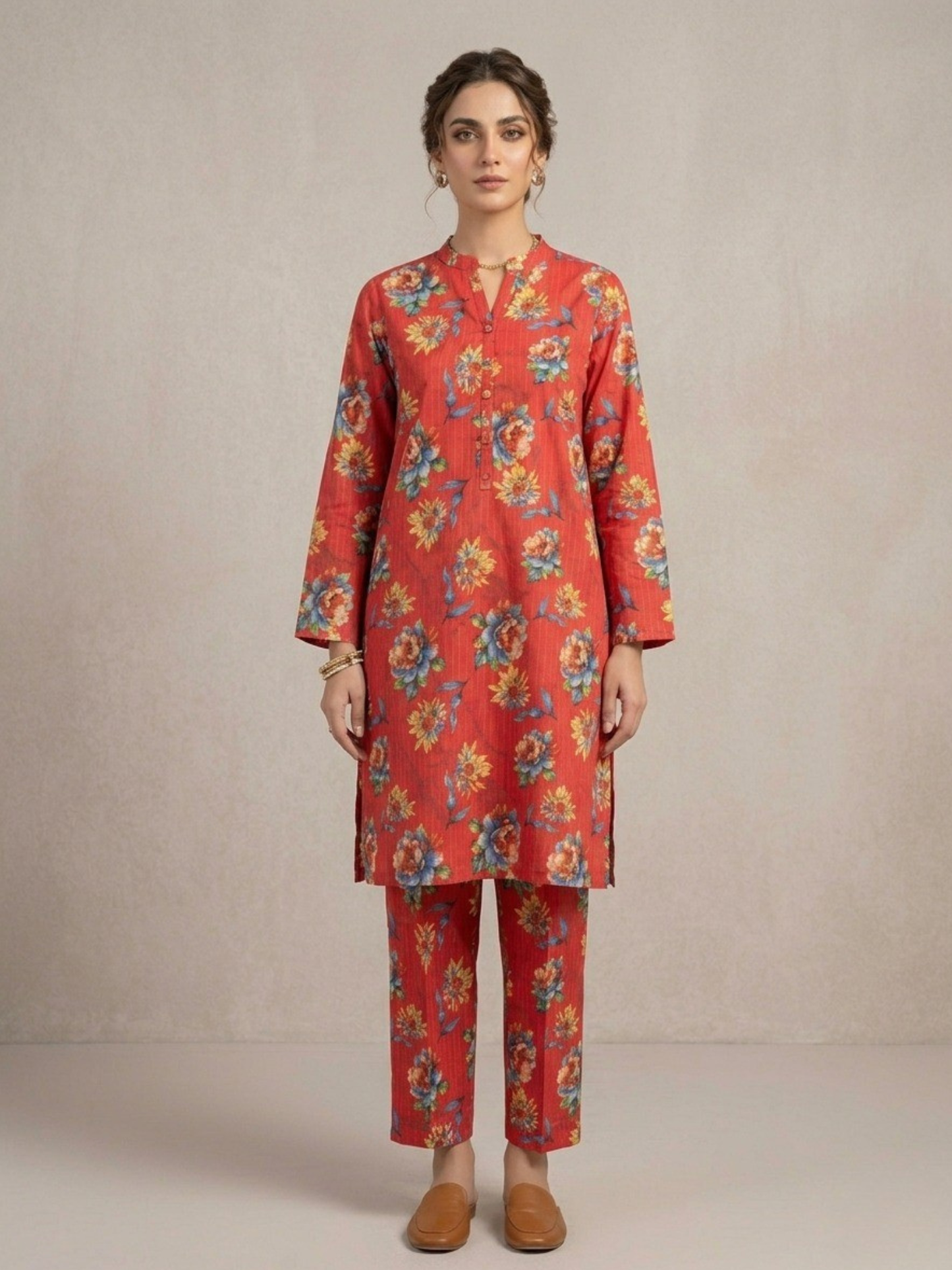 Red Bin Shaukat Lawn Printed Unstitched 2-Piece Suit