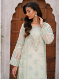 Mint Green Manahil Arts Khaddi Net Embellished Stitched 3-Piece Suit-Mint Mist