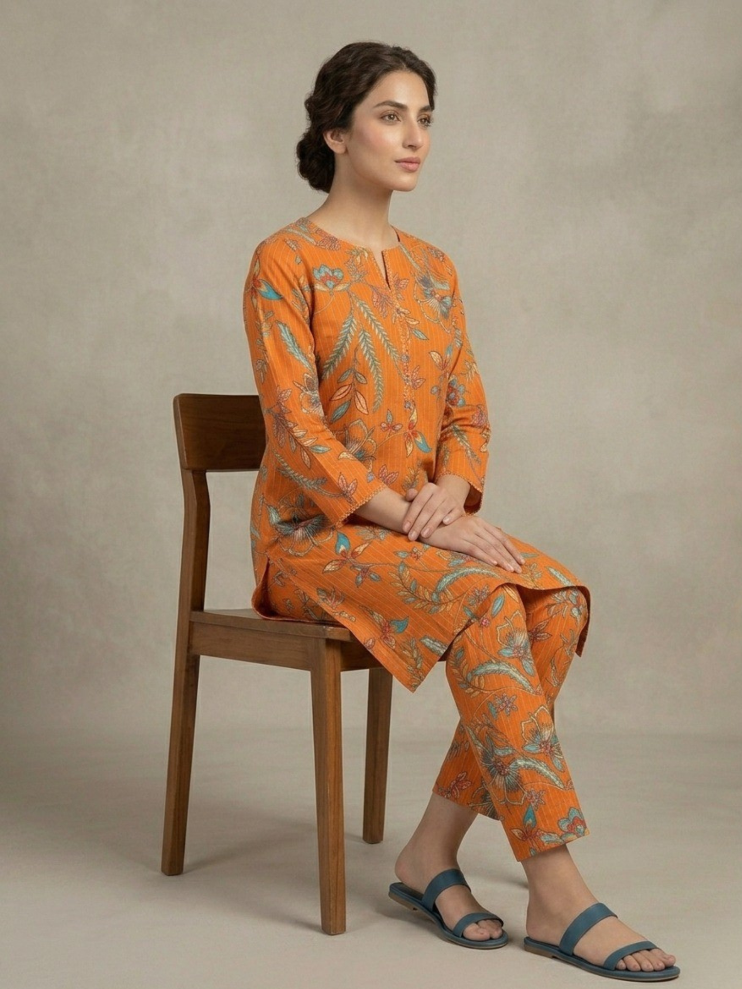 Orange Bin Shaukat Lawn Printed Unstitched 2-Piece Suit