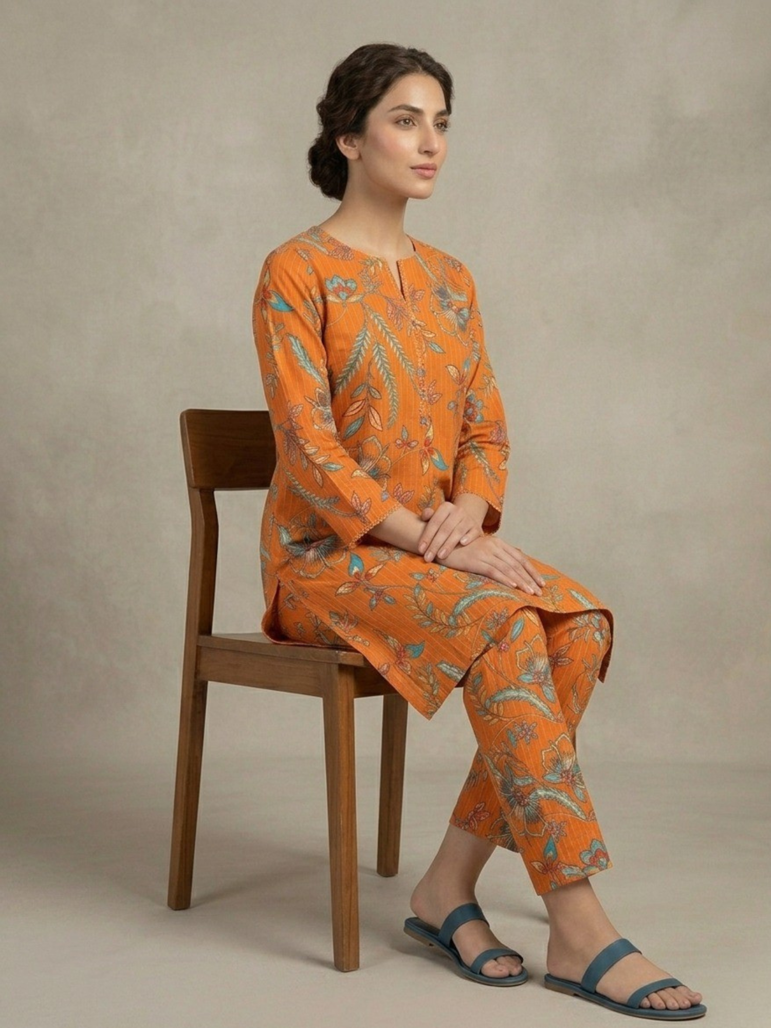 Orange Bin Shaukat Lawn Printed Unstitched 2-Piece Suit