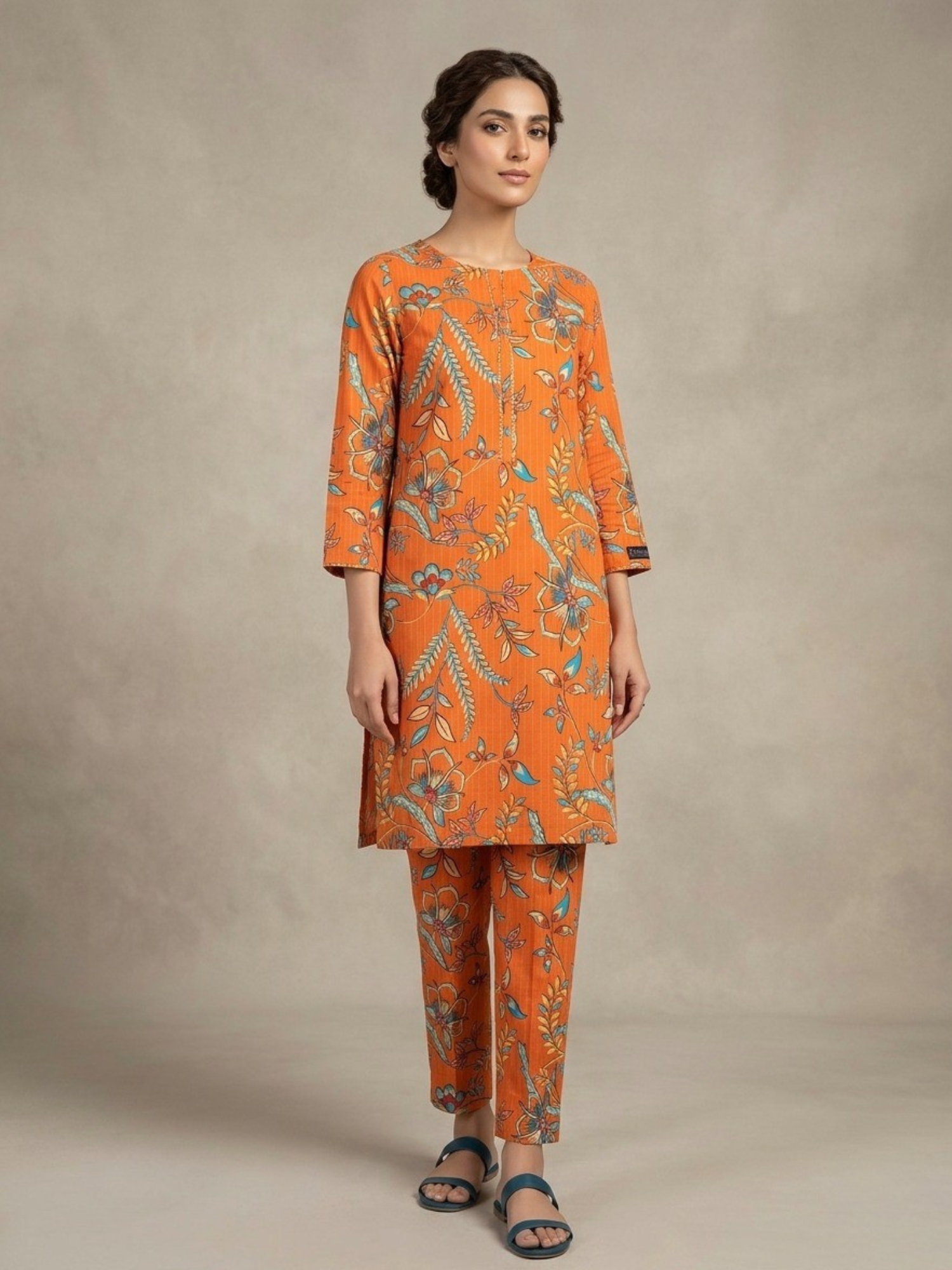 Orange Bin Shaukat Lawn Printed Unstitched 2-Piece Suit