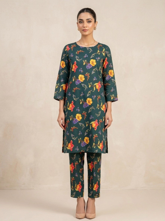 Green Bin Shaukat Lawn Printed Unstitched 2-Piece Suit