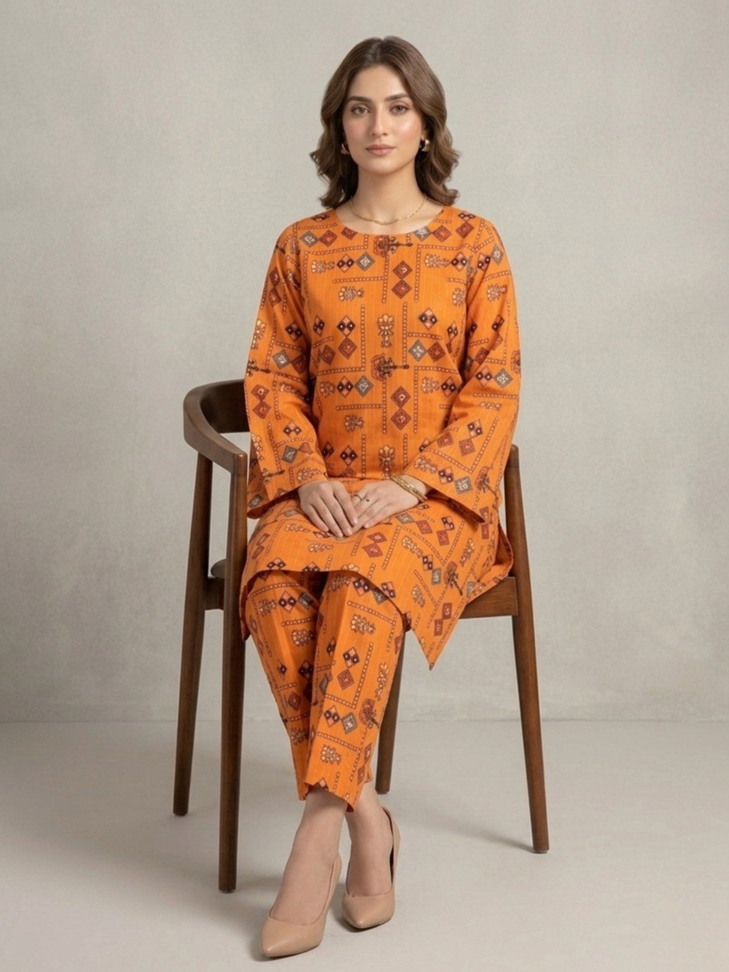 Orange Bin Shaukat Lawn Printed Unstitched 2-Piece Suit