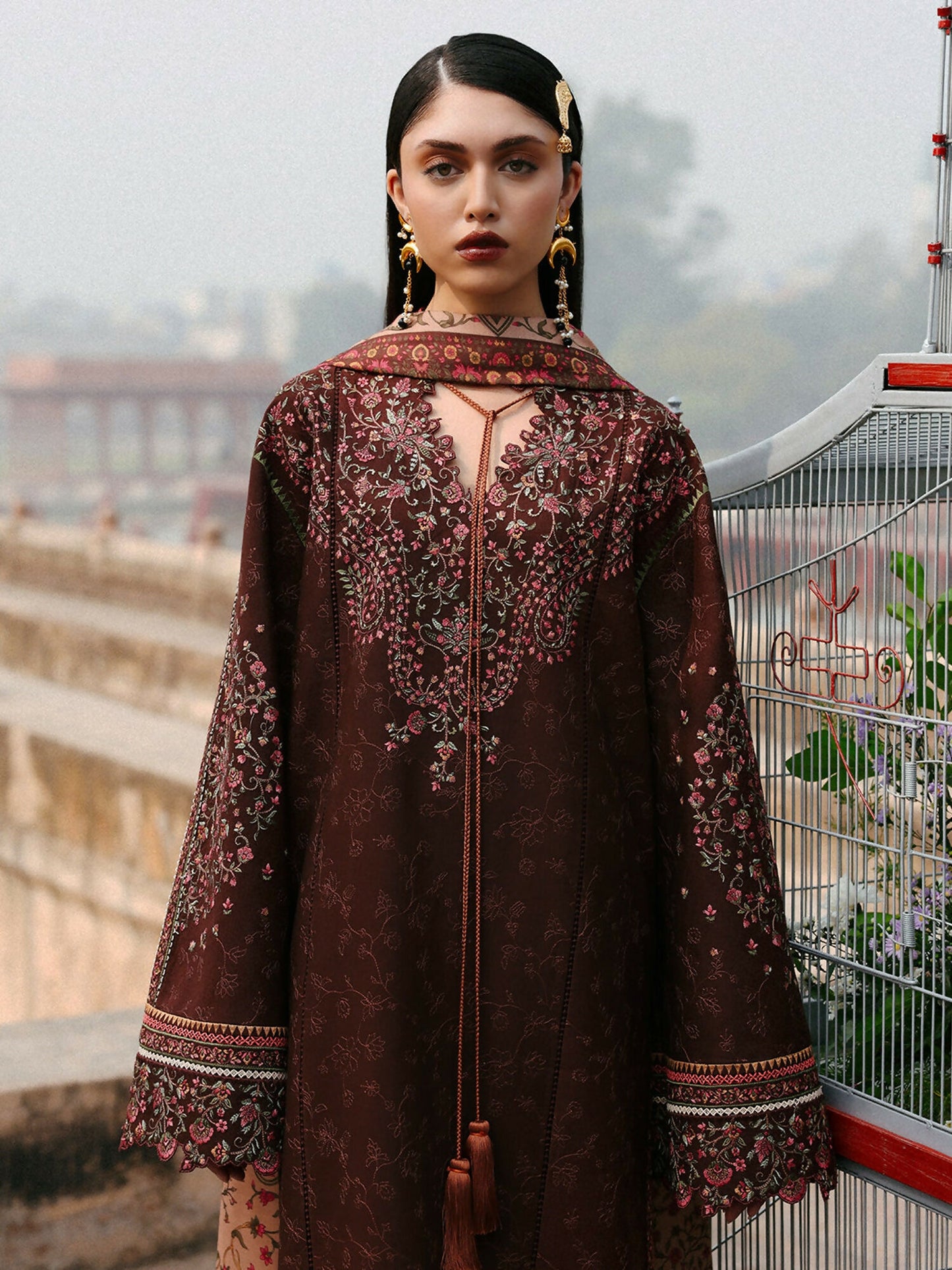 Jugnu By Hussain Rehar Khaddar'25 Embroidered Unstitched 3-Piece Suit-Sena