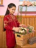 Velvour Girls Cotton Embroidered Stitched 2-Piece Suit-VG77-D