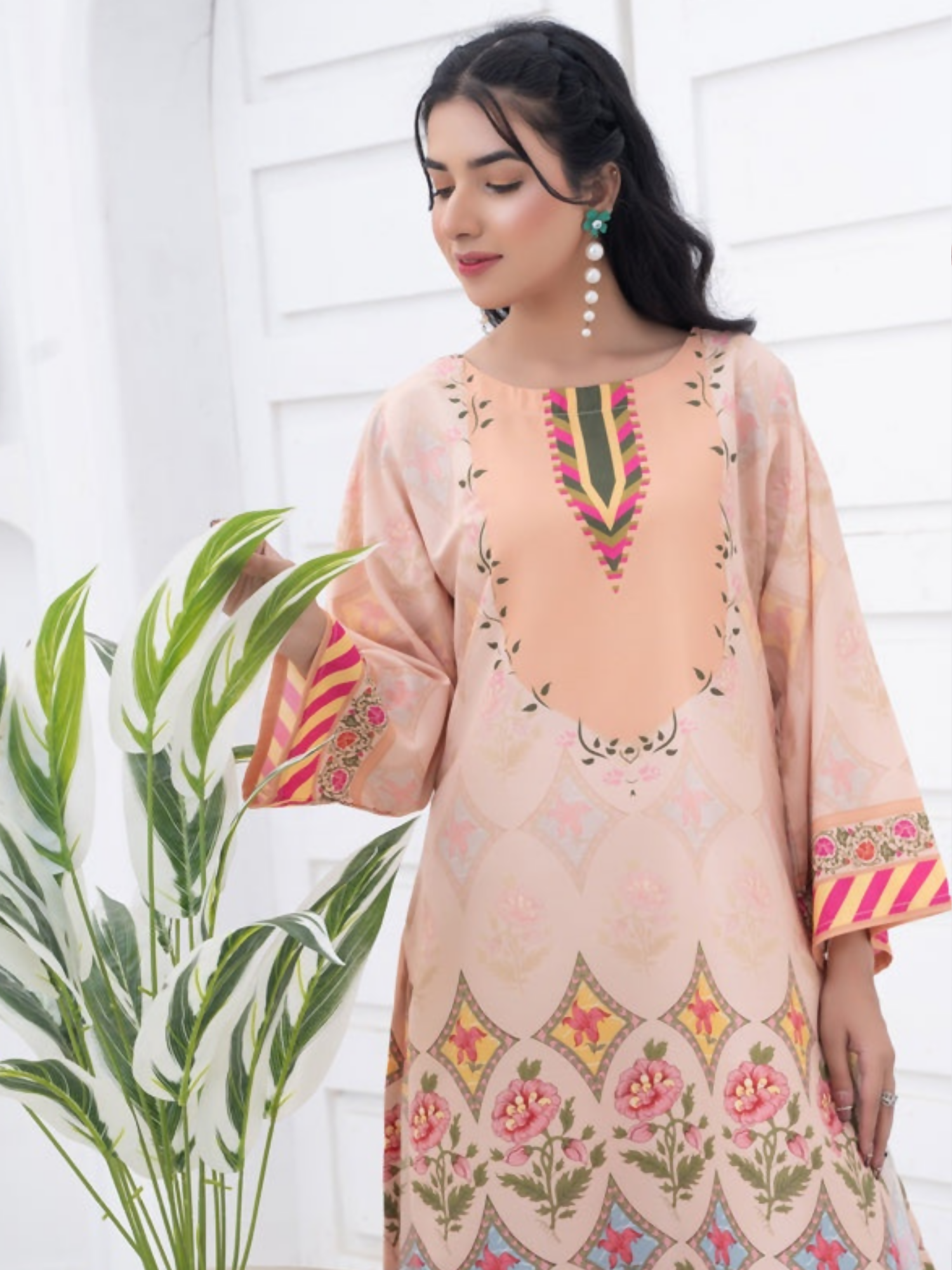 MH Cloth House Soft Khaddar Printed Stitched 2-Piece Suit-Suhaira