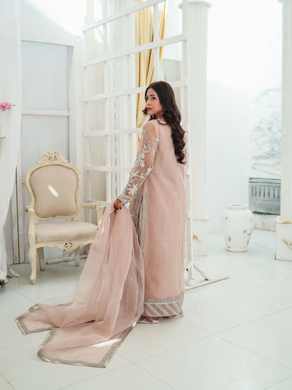 Farooq Hameed Studio Wedding Festive'25 Organza Embroidered Stitched 3-Piece Suit-Vareha
