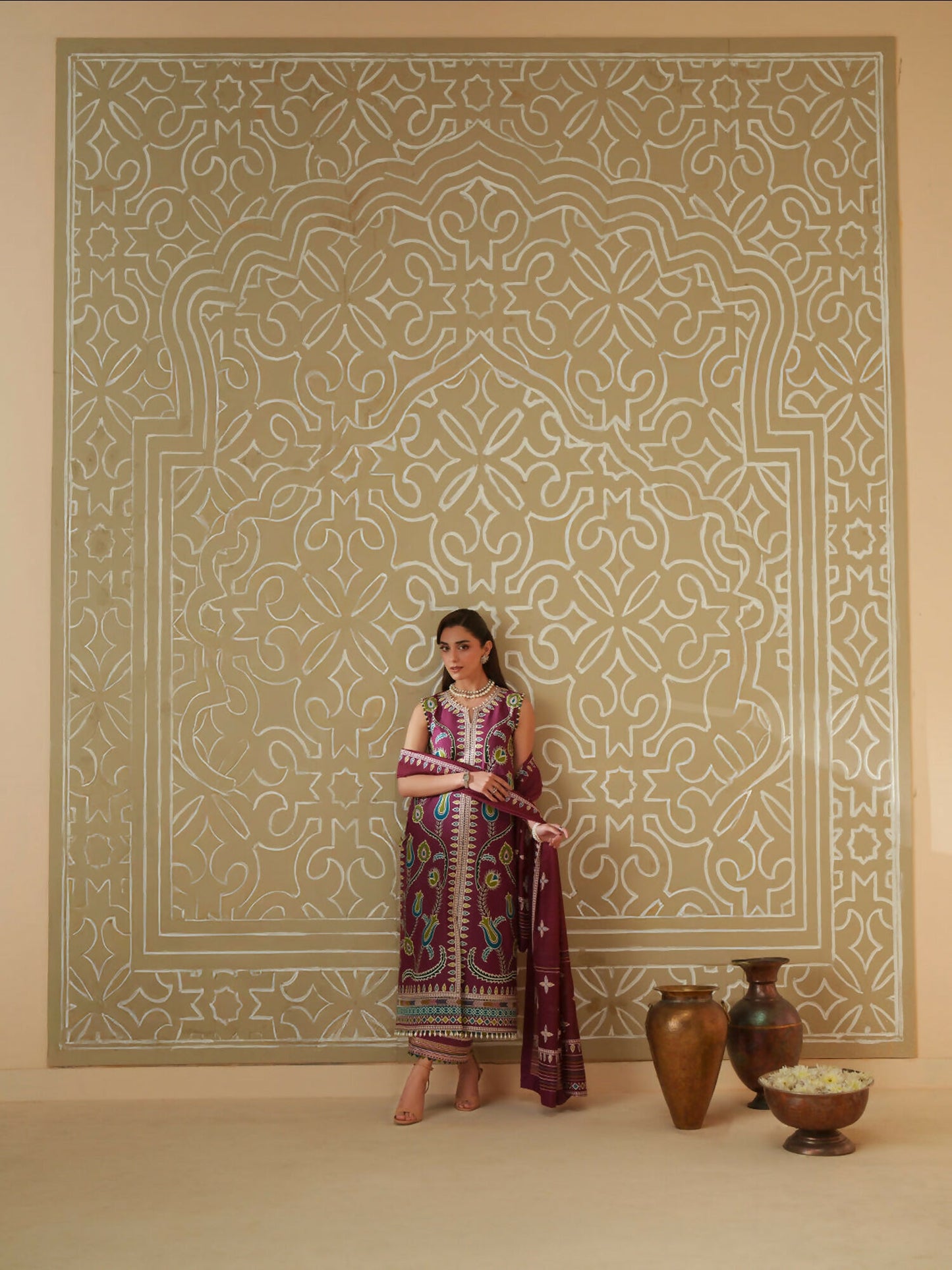 Binilyas Mashriq Luxury Lawn'26 Embroidered Unstitched 3-Piece Suit-D-118-A