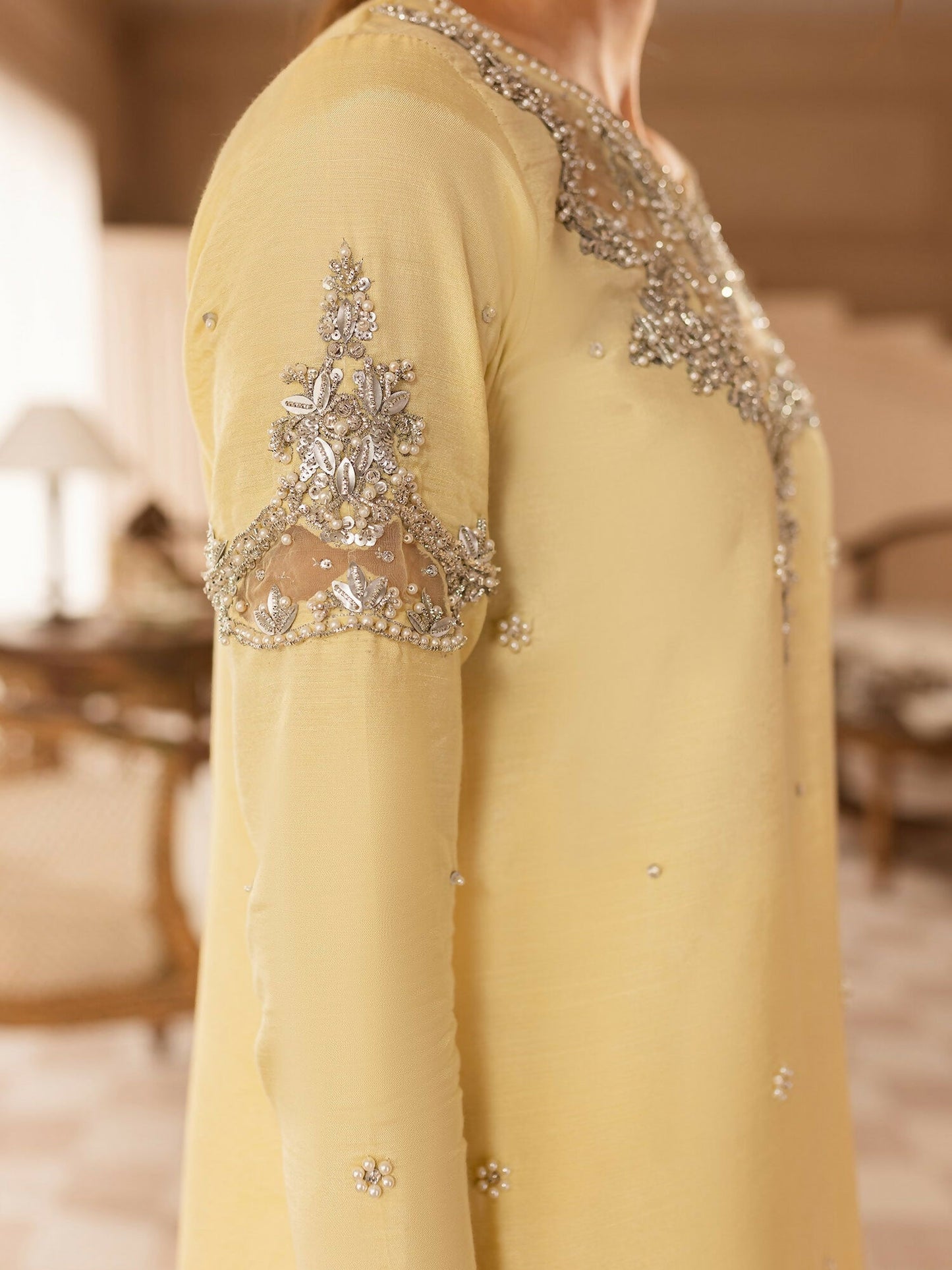 Allure By IH Luxury Pret Raw Silk Embellished Stitched 3-Piece Suit-Faha