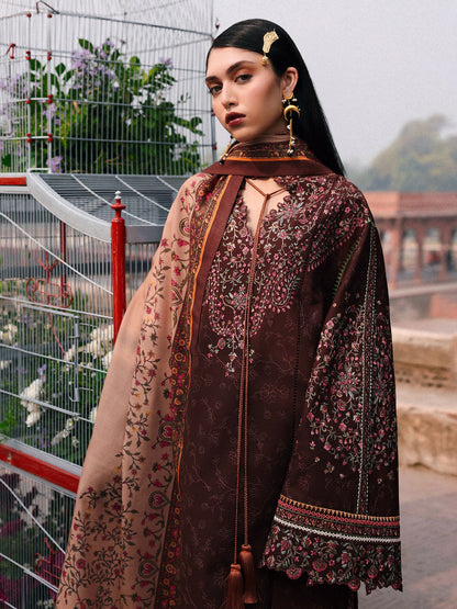 Jugnu By Hussain Rehar Khaddar'25 Embroidered Unstitched 3-Piece Suit-Sena