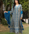 Manahil Arts Chiffon Embroidered Stitched 3-Piece Suit-Kurti 122-Divine- Zinc Blue