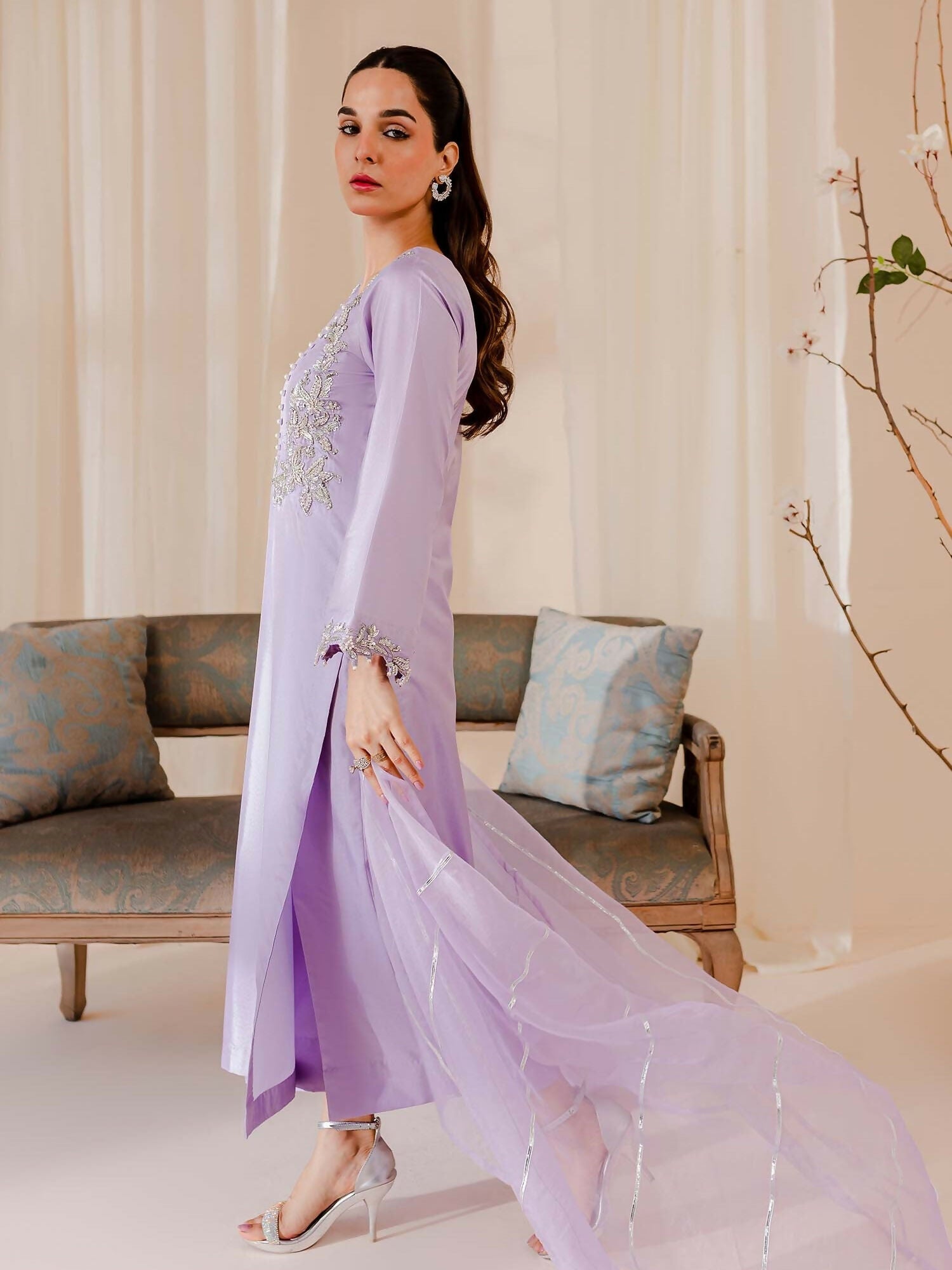 Allure By IH Raw Silk Embellished Stitched 3-Piece Suit-Irene