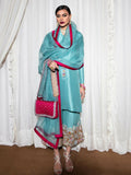 Hussain Rehar Basic Not Basic 3 Raw Silk Embellished Stitched 3-Piece Suit-Azure BNB