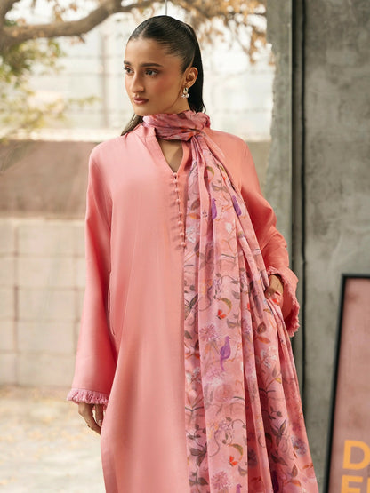 Mannat Clothing Suave Edit Raw Silk Stitched Suit-Rosette
