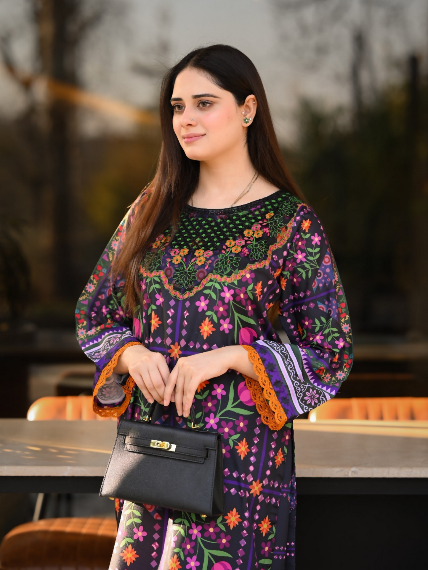 Tehzeeb Libas Poly Lawn Embroidered Co-Ord Set-Saya