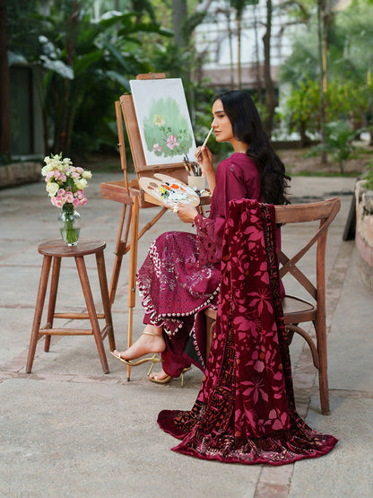 Parishay Panache Winter Corduroy Embroidered Stitched 3-Piece Suit-PNE-09