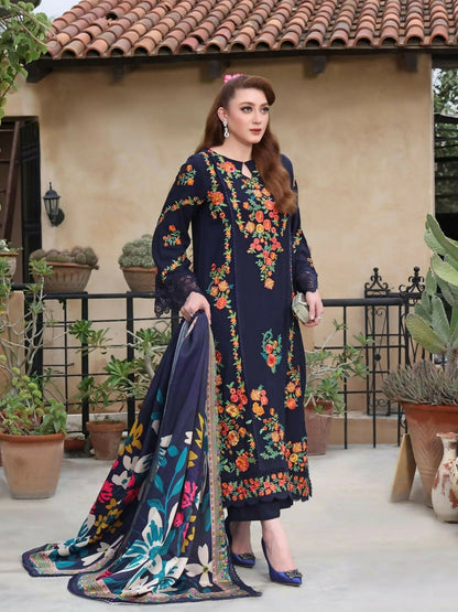 Zeephire Dhanak Embroidered Stitched 3-Piece Suit-Multi Emb