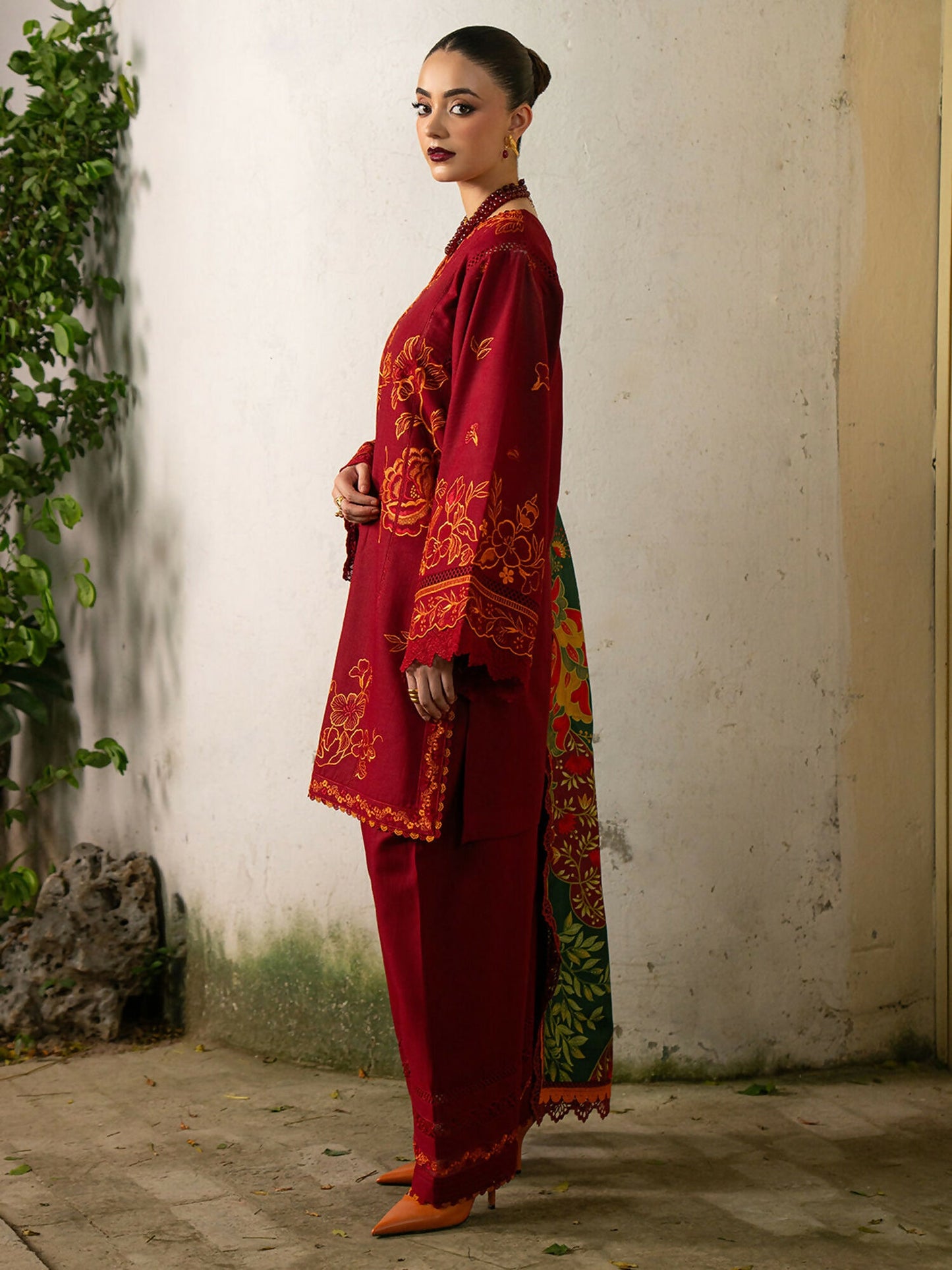 Binilyas Gulrukh Khaddar Embroidered Unstitched 3-Piece Suit-63-B