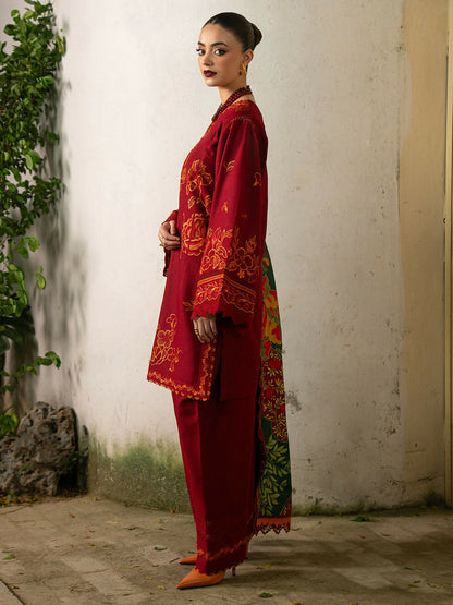 Binilyas Gulrukh Khaddar Embroidered Unstitched 3-Piece Suit-63-B