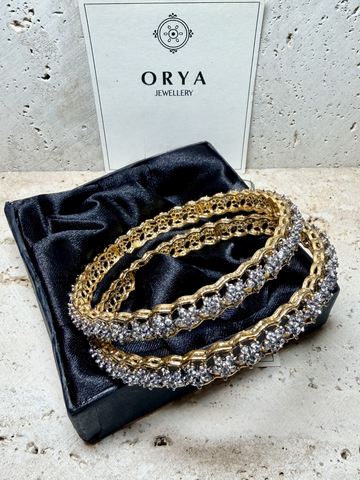 Orya Jewellery Pair White Zircon Bangles