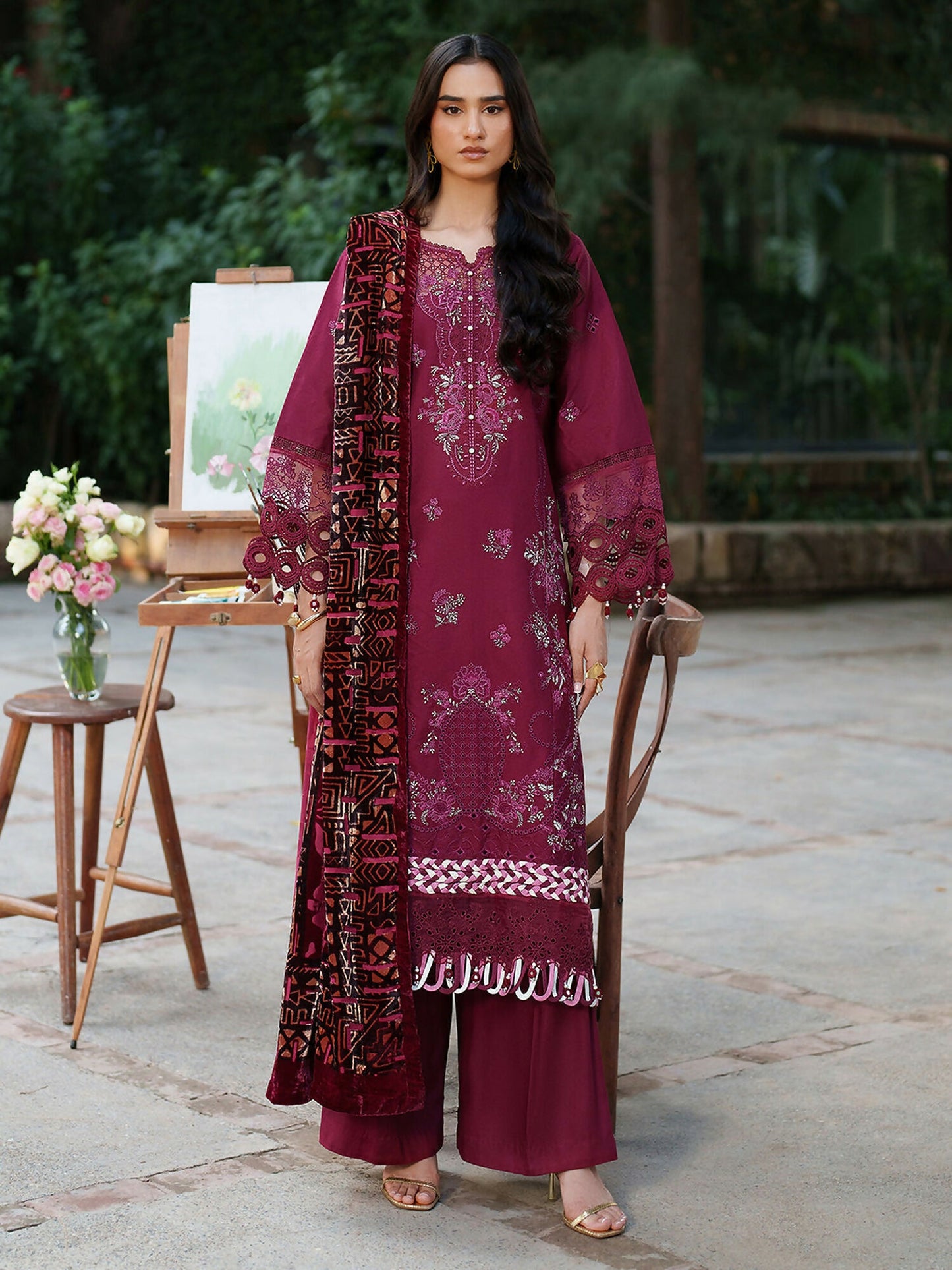 Parishay Panache Winter Corduroy Embroidered Unstitched 3-Piece Suit-PNE-09