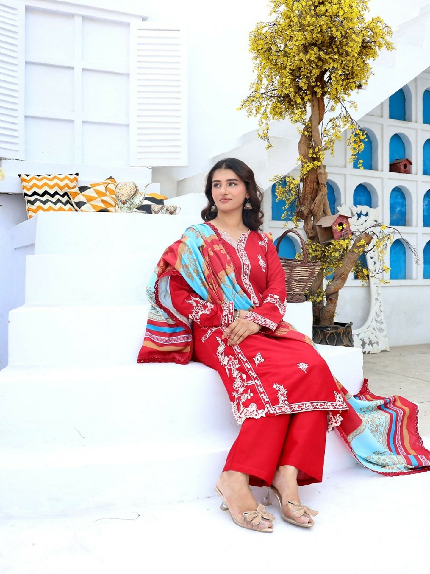 RB Pret & Couture Linen Embroidered Stitched 3-Piece Suit-01